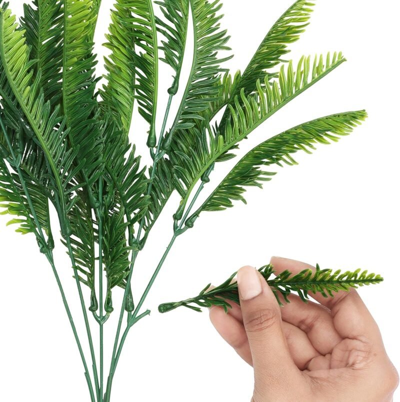 BELLE VOUS Planta Artificial Helecho Boston de Plástico (Pack de 6) Plantas Colgantes Interior/Exterior Follaje Artificial para el Hogar, Jardín, Pared Enredadera, Arbustos, Guirnalda Boda y Oficina - Imagen 3