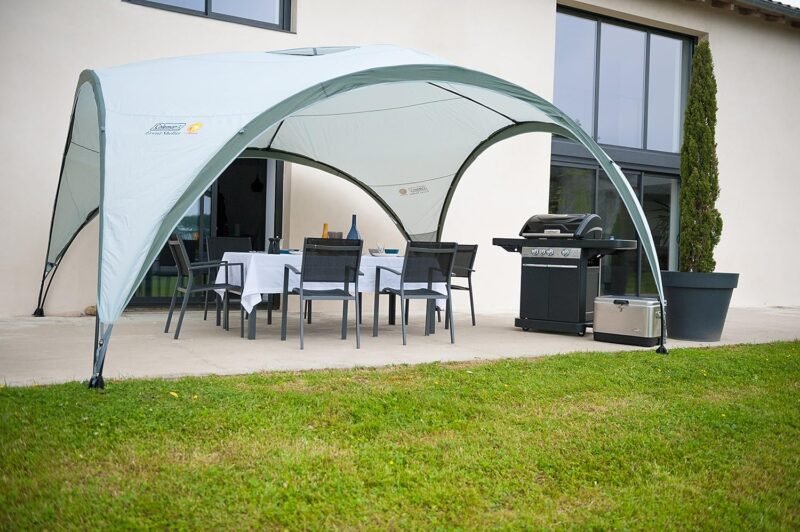 Coleman Carpa Event Shelter, Cenador para Festivales, jardín y Camping, construcción Robusta de mástiles, Gazebo con protección Solar SPF 50más, Gris-Verde, XL - 4.5 x 4.5 m - Imagen 9