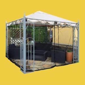 Mosquitera en forma de caja para cenador, terraza, lodge o balcón, en bolsa de transporte para viajes, 300 x 300 cm, color negro - Imagen 8