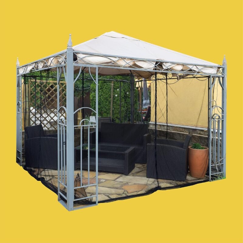 Mosquitera en forma de caja para cenador, terraza, lodge o balcón, en bolsa de transporte para viajes, 300 x 300 cm, color negro - Imagen 8