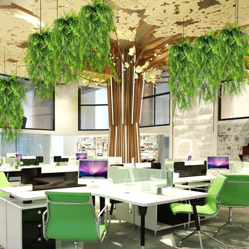 8 Piezas Plantas Artificiales Colgantes Enredadera Planta Artificial Colgante, Planta Artificial Exterior Decorativas Hanging Plants Plástico Planta de Helechos Decoración Pared Terraza Jardín - Imagen 7