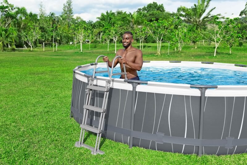 BESTWAY Escalera para Piscinas Desmontables Flip & Lock 108x71,4x138 cm Plateado - Imagen 9