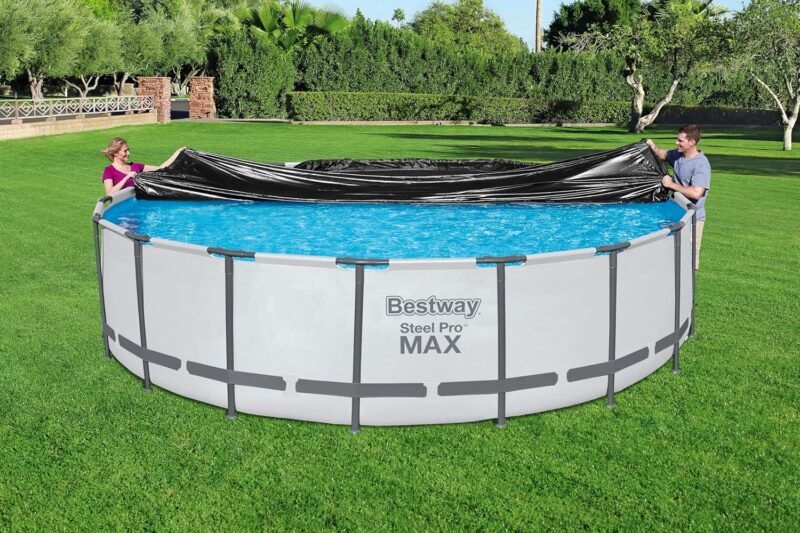 BESTWAY Cobertor de Invierno Redondo Ø555 cm de PVC para Piscinas Negro - Imagen 2