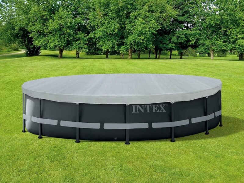 Intex 28040 - Cobertor Piscina metálica Ultra Frame 488 cm con protección Rayos UV, Gris - Imagen 3