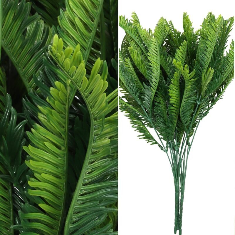 BELLE VOUS Planta Artificial Helecho Boston de Plástico (Pack de 6) Plantas Colgantes Interior/Exterior Follaje Artificial para el Hogar, Jardín, Pared Enredadera, Arbustos, Guirnalda Boda y Oficina - Imagen 4