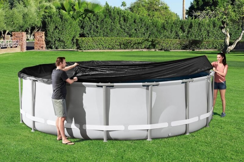 BESTWAY Cobertor de Invierno Redondo Ø493 cm de PVC para Piscinas Negro - Imagen 2