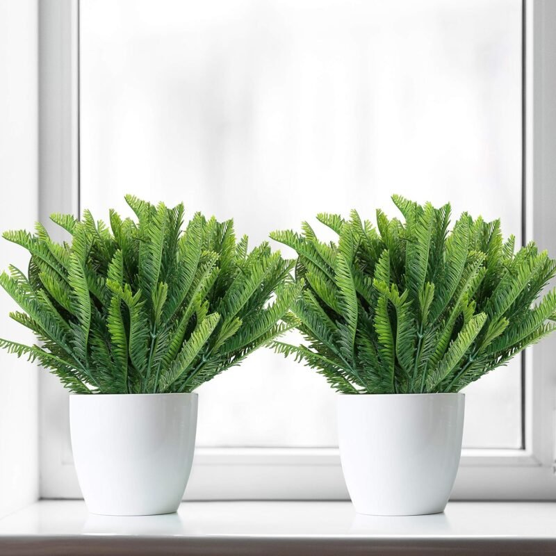 BELLE VOUS Planta Artificial Helecho Boston de Plástico (Pack de 6) Plantas Colgantes Interior/Exterior Follaje Artificial para el Hogar, Jardín, Pared Enredadera, Arbustos, Guirnalda Boda y Oficina - Imagen 5