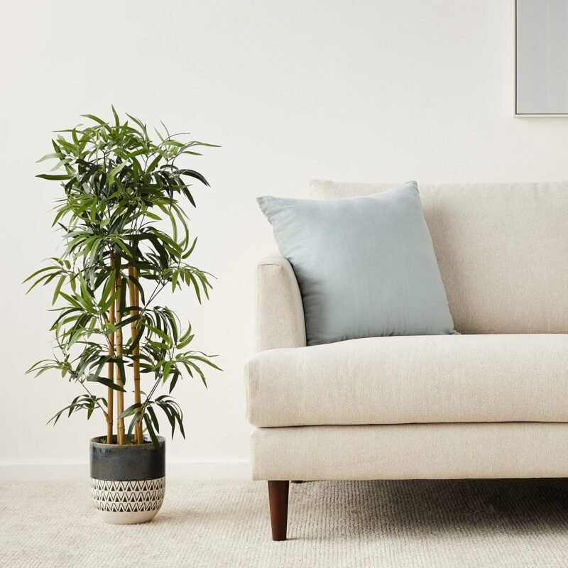 Amazon Basics - Planta de Bambú artificial con macetero de plástico, 100 cm, Verde - Imagen 4