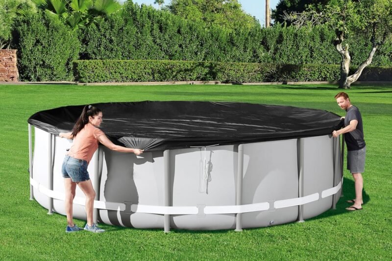 BESTWAY Cobertor de Invierno Redondo Ø493 cm de PVC para Piscinas Negro - Imagen 12