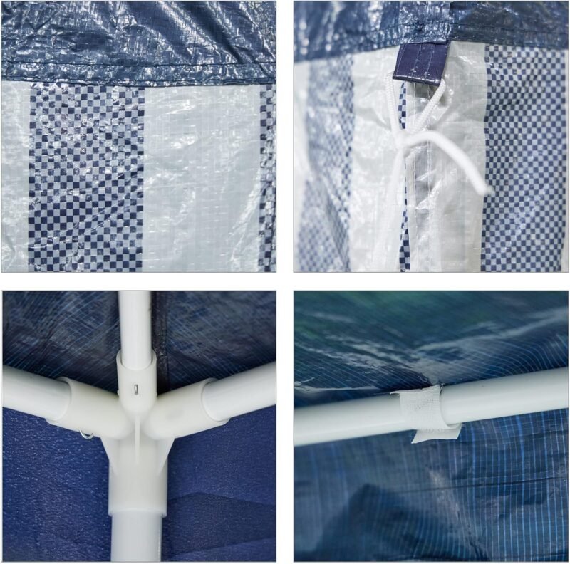 Relaxdays Carpa 2,5x3x3 m, Poliéster, Acero, Impermeable, Resistente a Rasgones, Montaje Encajado, Azul Marino y Blanco, 250 x 300 x 300 cm - Imagen 7