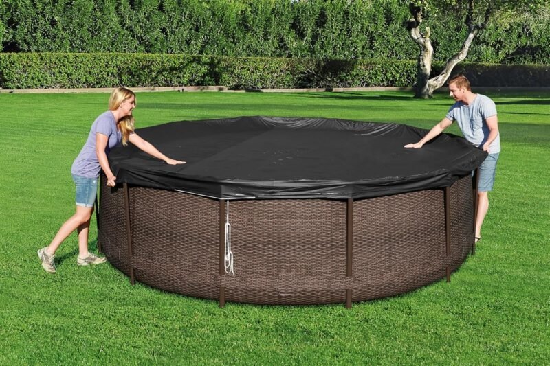 BESTWAY Cobertor de Invierno Redondo Ø370 cm de PVC para Piscinas Negro - Imagen 2