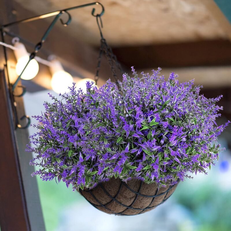 9 Piezas de Lavanda Artificial Flores y Plantas Púrpuras Artificiales Simulación Jardín Maceta Planta de Flores de Plástico de Fiestas en El hogar Oficina Patio o Boda Decoración de Bricolaje - Imagen 4