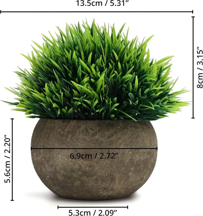 BELLE VOUS Mini Plantas Artificiales Decorativas Verde, Purpura y Blanco (Pack de 4) Macetas Artificiales Decoracion para el Hogar, Oficina, Baño, Cocina, Escritorio, Repisa y Planta Artificial Mesa - Imagen 2