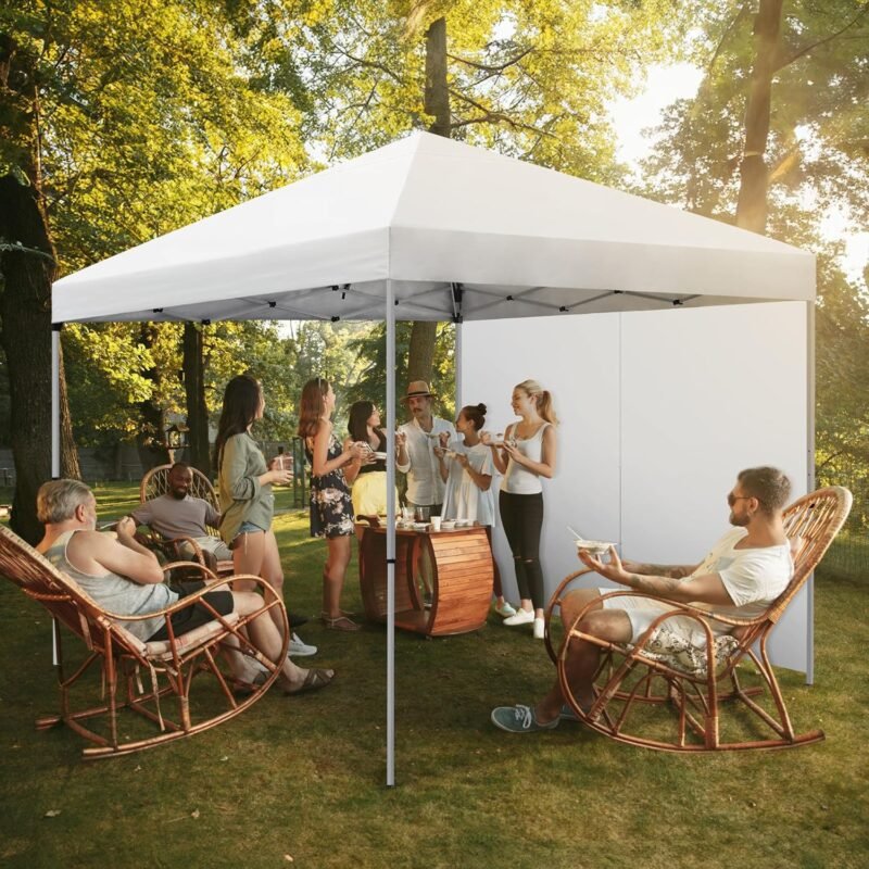 YITAHOME Cenador plegable 3 x 3, resistente al agua, estable, plegable, con 1 pared lateral, carpa para fiestas, protección UV 50+, altura ajustable para exterior, mercado, jardín, patio (blanco) - Imagen 7