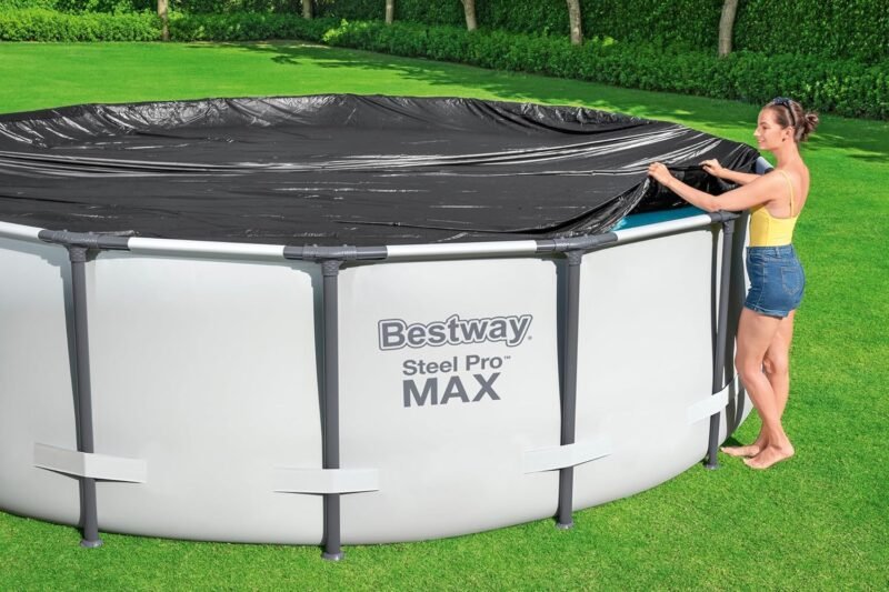 BETSWAY Cobertor de Invierno Redondo Ø305 cm de PVC para Piscinas Negro - Imagen 2