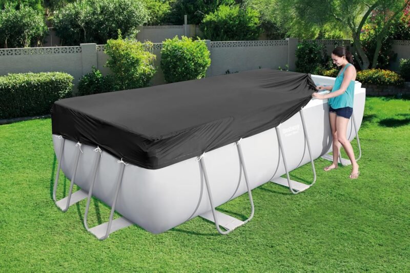 BESTWAY Cobertor de Invierno Rectangular 396x185 cm para Piscinas Rectangulares de 412x201 cm o 404x201 cm Negro - Imagen 2