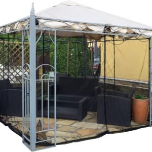 Mosquitera en forma de caja para cenador, terraza, lodge o balcón, en bolsa de transporte para viajes, 300 x 300 cm, color negro