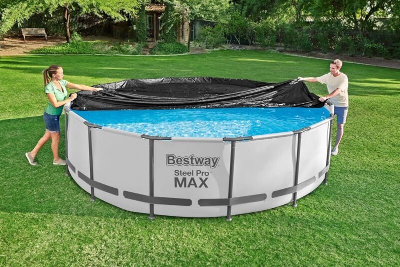 BESTWAY Cobertor de Invierno Redondo Ø470 cm de PVC para Piscinas Negro - Imagen 2