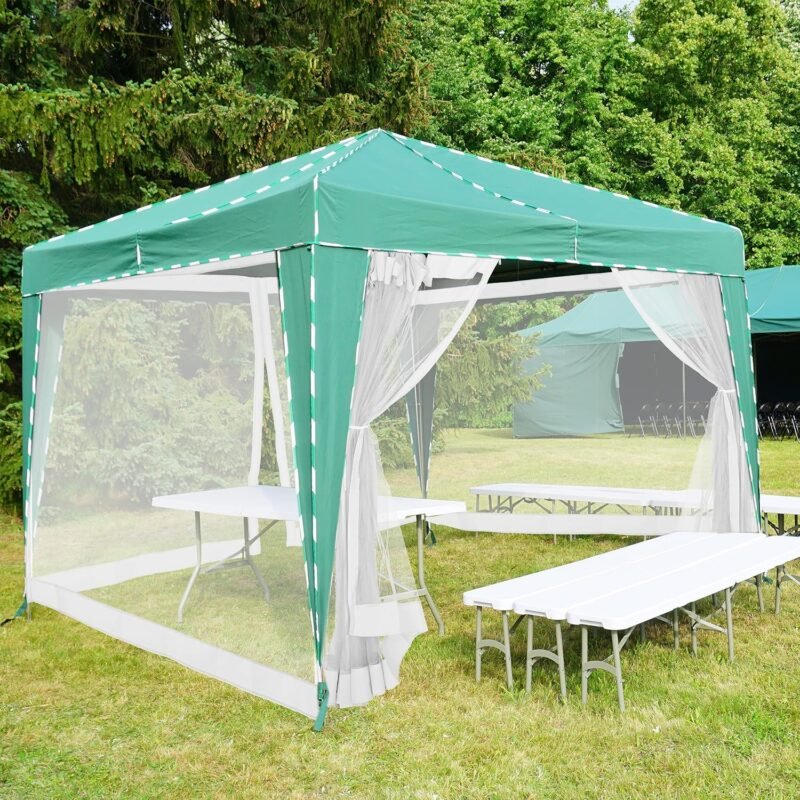Relaxdays Mosquitera para Carpa, Malla Antimosquitos Cenador 3 x 3 m, 2 Laterales, Red Antiinsectos, Cremallera, Blanco - Imagen 5