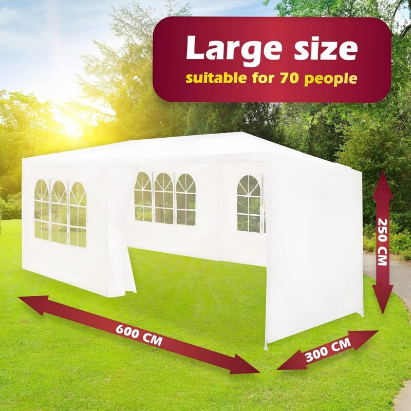 Lifetime Garden Gazebo 3x6 M - Carpas para Fiestas - Carpa Exterior - Carpa para Jardín - Pergola Jardin Exterior - Carpas para Fiestas con Paredes Laterales y Ventanas - Blanco - Imagen 2