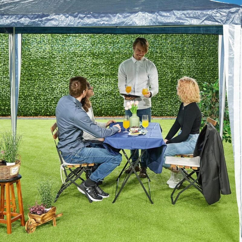 Relaxdays Carpa 2,5x3x3 m, Poliéster, Acero, Impermeable, Resistente a Rasgones, Montaje Encajado, Azul Marino y Blanco, 250 x 300 x 300 cm - Imagen 3