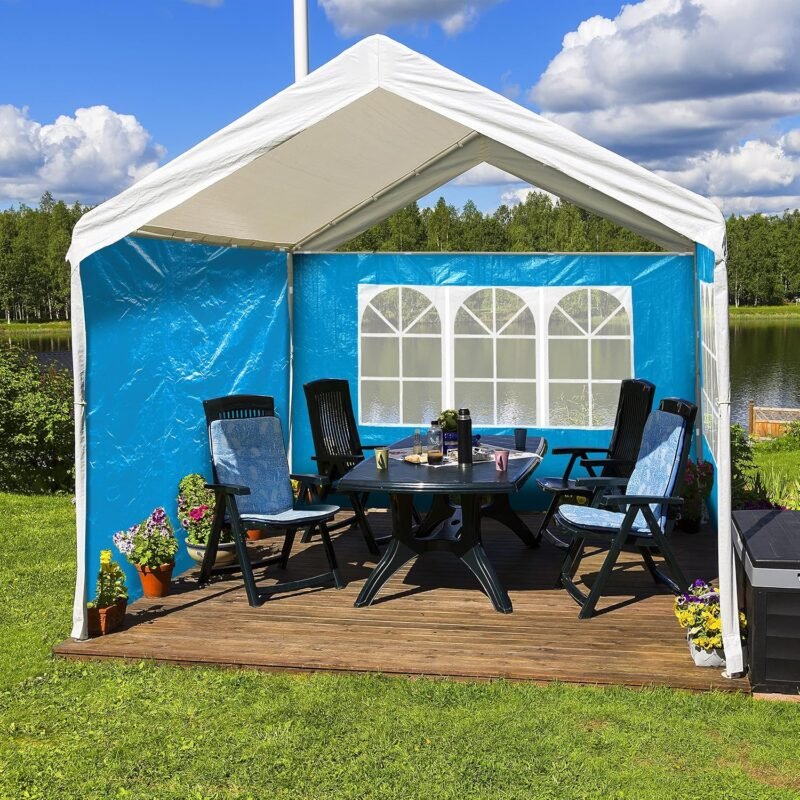 Relaxdays Set de 4 Laterales Carpa, 3 Paredes Cenador con Ventana y 1 Cortina Lateral con Cremallera, 2x3 m, Azul Claro - Imagen 2