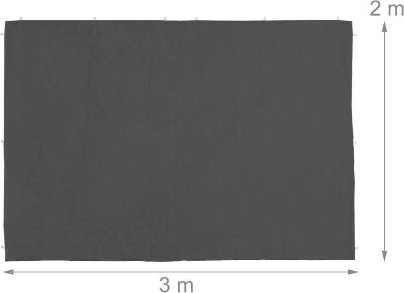 Relaxdays Pavillon Seitenteile Laterales de Carpa, 2, Paredes Cenador, 2 x 3 m, Impermeables, Paneles sin Ventanas, Plástico, Gris, Set de 3 - Imagen 4