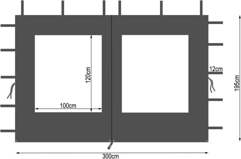 Quick Star Paredes Laterales de poliéster con Ventana 300 x 195 cm para cenador 3 x 3 m, Color Antracita RAL 7012 Impermeable - Imagen 2