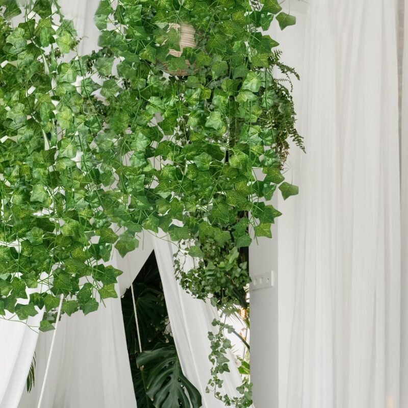 Nutabevr Enredaderas Artificiales(12 Piezas*2.2m),Longitud Decorativa Total de 26.4 Metros de Hiedra Artificial, Plantas Falsas Decorativas para Cocina, Boda, balcón, Oficina, jardín y Fiesta - Imagen 7