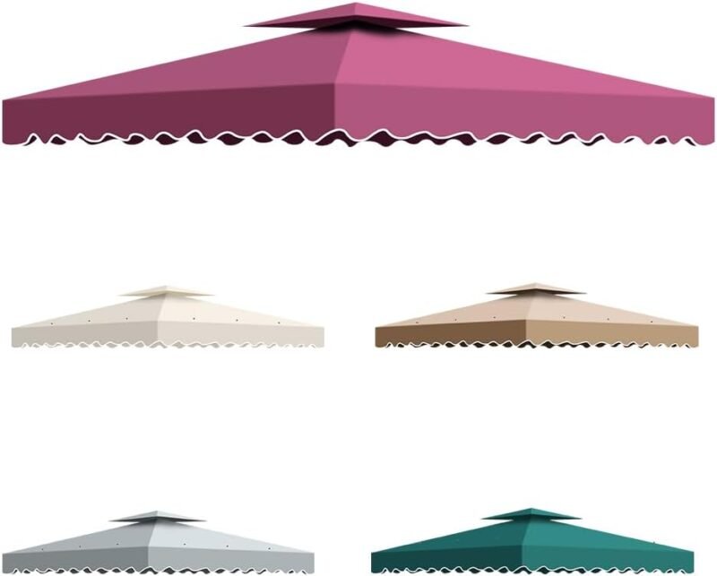 Toldo pergola Recambio 3x3m, Pergolas de Jardin Cubierta de Repuesto de Gazebo Pabellón Exteriores, Doble Niveles Carpas para Exteriores con Orificios de Drenaje y Ventilación