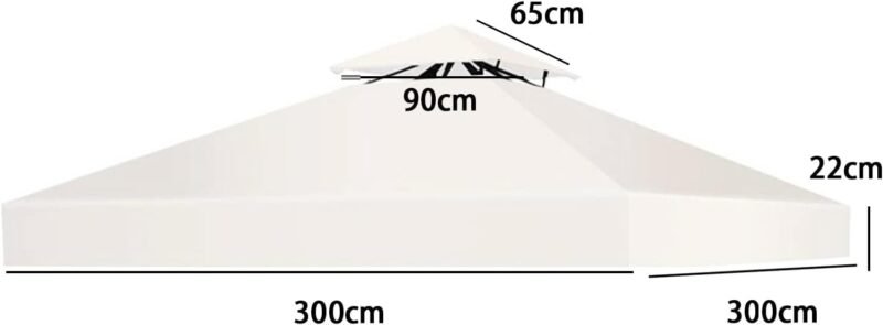 Techo de repuesto para cenador, 3x3 m, impermeable, superficie impermeable, revestimiento de doble techo, cubierta protectora, resistente a las tormentas, cubierta de repuesto (beige) - Imagen 2