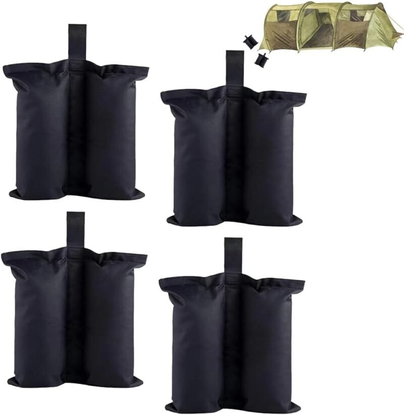 Pesos para Carpas,Bolsa de Arena,Negro Saco de Arena,Juego de 4 Pesas para Tiendas de Campaña,Bolsa de Pesas Cenadores,Sacos de lastre para Montar Toldos y Tiendas,Cenadores,Muebles de Exterior