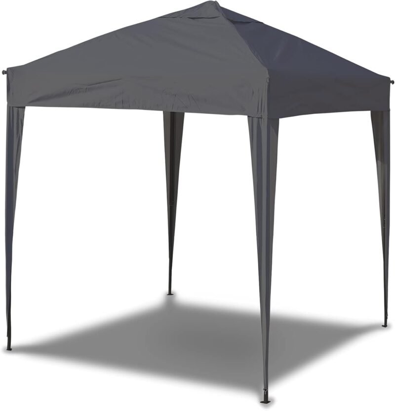 SANHENG Cenador 3 x 3 impermeable, plegable, plegable, de montaje rápido, para jardín, tienda de campaña, protección solar, estructura de acero (gris, 3 x 3 m sin laterales)