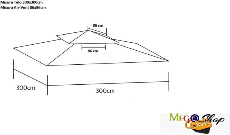 Top - Lona de Cobertura para cenador de Repuesto, 3 x 3 m, Color Crudo con Airvent, Enganche de Bordes Solo - Imagen 2