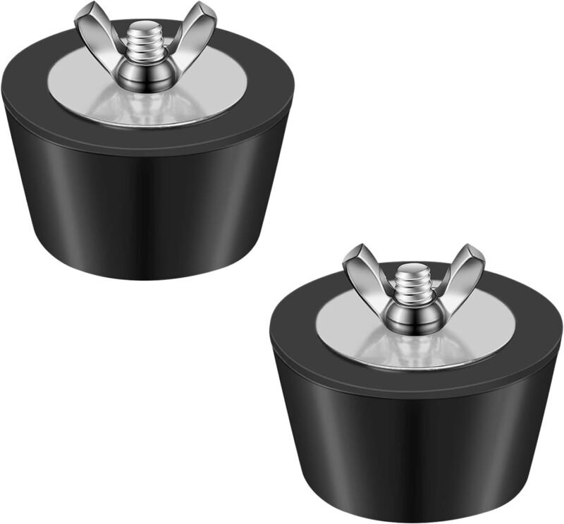 Newtic Tapón de goma para piscina, 2 unidades, tapón de invierno para piscina de 1,25 – 1,5 pulgadas / 32 – 38 mm, cónico con tuerca de ala de acero inoxidable, para contra daños por heladas en