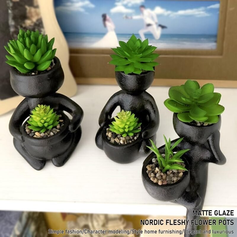 ODIWEN 3Pcs Plantas Suculentas Artificiales, Planta Artificial Decorativa, Pequeñas Plantas Artificiales, Plantas Decoración Suculentas, Mini Plantas Falsas de Plástico, Plantas Artificiales Pequeñas - Imagen 2