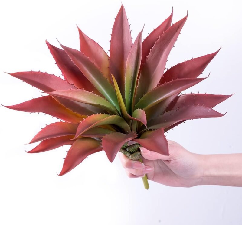 Veryhome Plantas suculentas artificiales de aloe, suculentas artificiales grandes de 12.5 pulgadas, sin maceta, decoración de vegetación para interiores y exteriores (rojo)