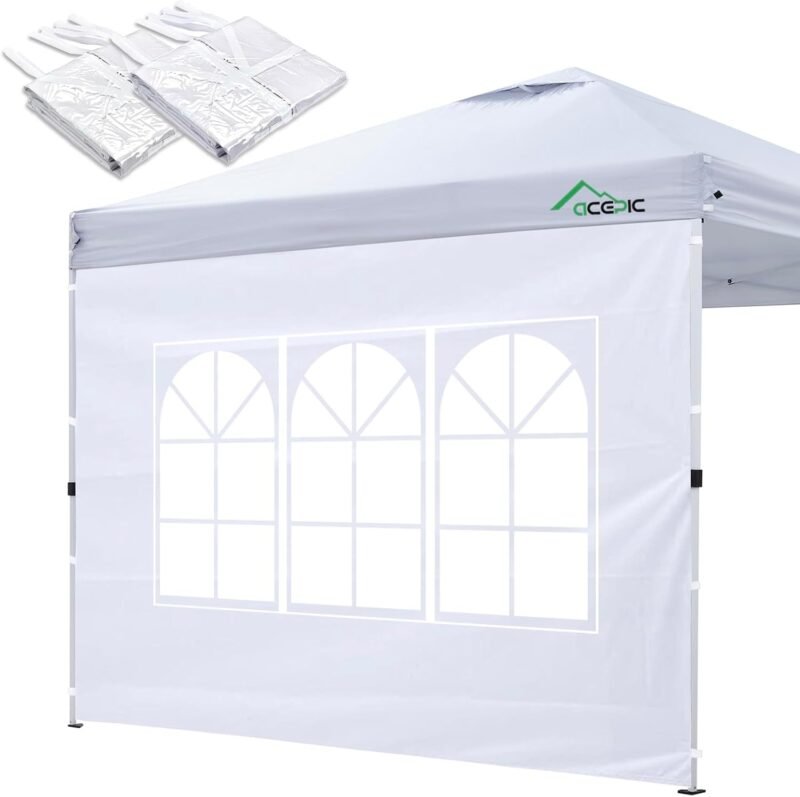 Acepic 2 Carpas Laterales para cenadores de 3 x 3 m, Pared Lateral con Ventana para Carpa de jardín y cenador Plegable (Blanco, 3x3m 2pcs)