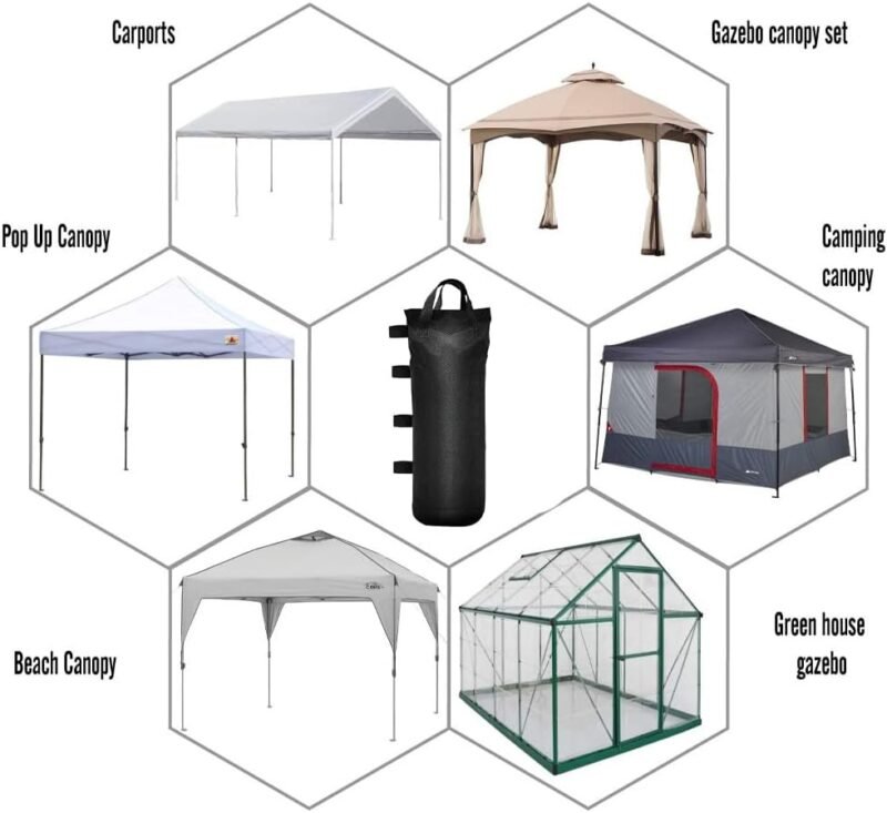 4 Piezas Pesos para Carpas Bolsas de Arena Oxford 800D Bolsa de Pesas de Grado Industrial para Cenador Plegable Sombrilla Gazebo - Imagen 6