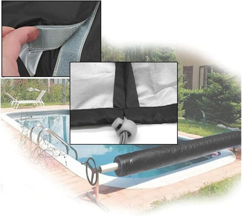 Cubierta de piscina, impermeable, al aire libre, cubierta enrollable para piscina, cubierta protectora para el suelo, cubierta de jardín, cubierta protectora para piscina, manta solar, cubierta de - Imagen 8