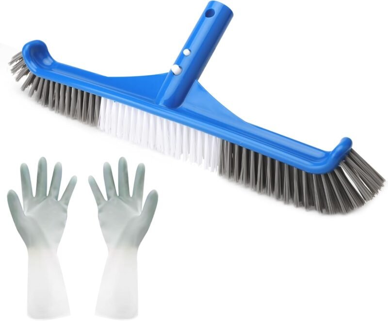 TNSLAND Cepillo Piscina con Un par de Guantes de Goma, Limpiafondos Piscina Manual Limpia Todas Las Superficies de la Piscina Cepillo Piscina Limpiafondos Compatible con Postes de Piscina EstáNdar