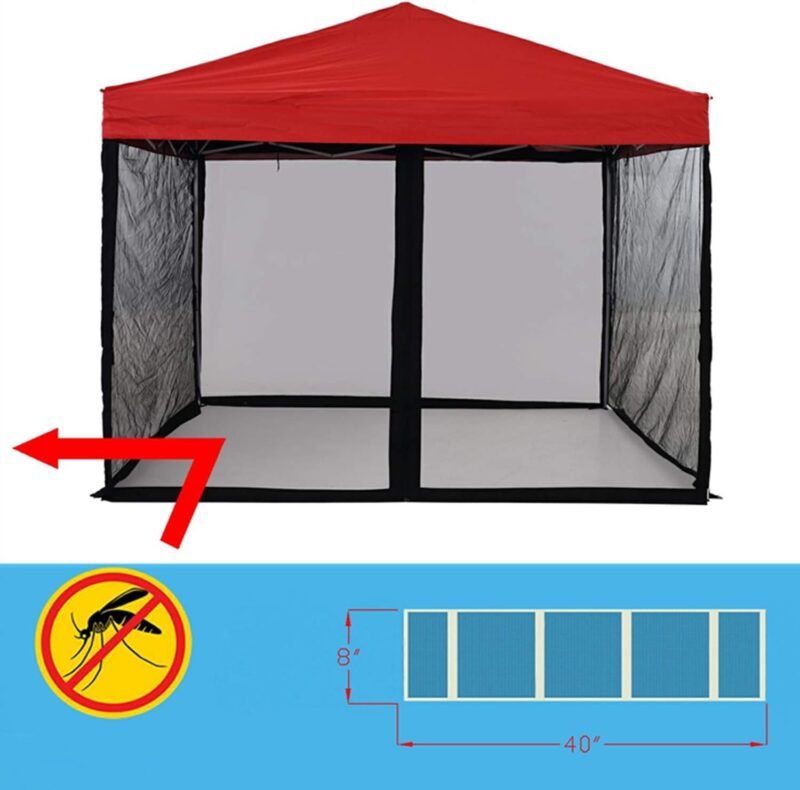 PCAFRS Mosquitera con Cremallera para Exteriores, mosquitera de Camping, Pared de toldo de Bricolaje, mosquitera para Exteriores para cenador de Patio de 10 x 10 pies y Tienda de campaña (Solo - Imagen 8