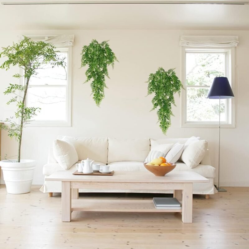 JustYit 4 Plantas Colgantes Artificiales Verdes de plástico Plantas Falsas de Hiedra, Plantas Artificiales para Colgar en la Pared, Interior, Exterior, jardín, Boda, decoración de Pared - Imagen 3
