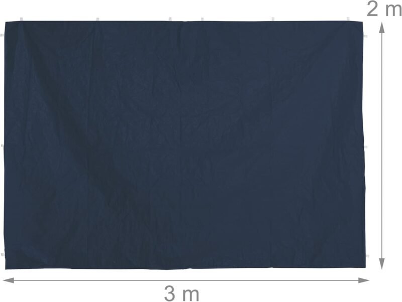 Relaxdays Pavillon Seitenteile Set de 2 Paneles Laterales Carpa, Cortinas Cenador, 3x2 m, Impermeables, sin Ventanas, Plástico, Azul Oscuro - Imagen 4