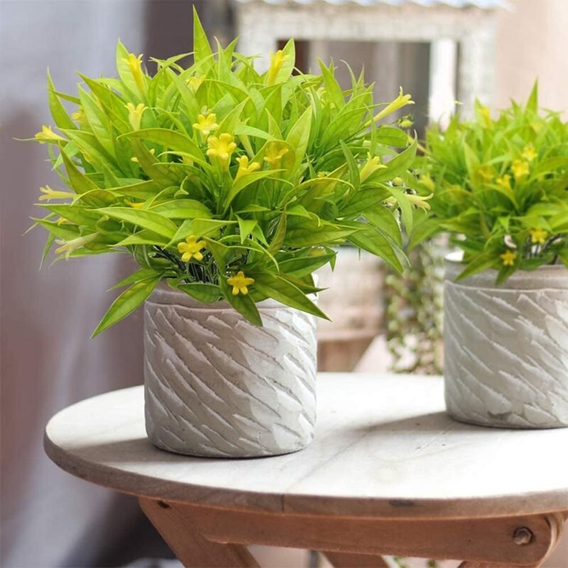 KostaTech 4 Piezas de Plantas Artificiales Morning Glory, 30 cm Ramo de Hojas Artificiales decoración de Primavera para Adornos de Mesa Interior Exterior jardín Oficina en casa (Amarillo) - Imagen 2