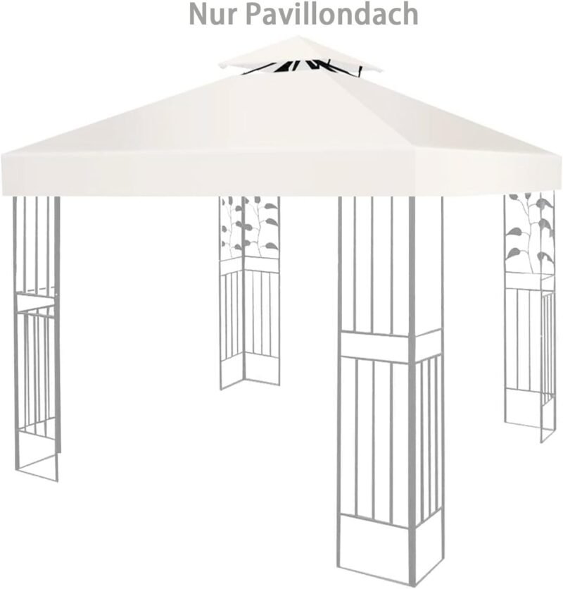 Techo de repuesto para cenador, 3x3 m, impermeable, superficie impermeable, revestimiento de doble techo, cubierta protectora, resistente a las tormentas, cubierta de repuesto (beige) - Imagen 3