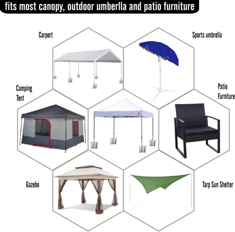 ABCCANOPY Paquete de 4 Bolsas de Peso para cenador, Bolsas de Arena Resistentes de Doble Costura de Grado Industrial - Imagen 5