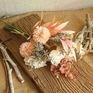YELIKIT Flores Artificiales Flor Falsa Seda Ramo Hortensias Artificiales Plantas Flores e Seda Decoración para Boda Arreglos Florales Pieza Central (Champán) - Imagen 6
