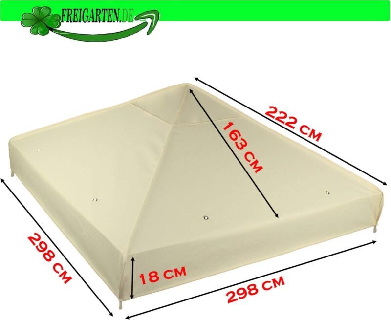 freigarten.de Techo de repuesto para cenador de 3 x 3 m, resistente al agua. Material: PVC suave de Panamá de 370 g/m², extrafuerte, modelo 2 (beige) - Imagen 2