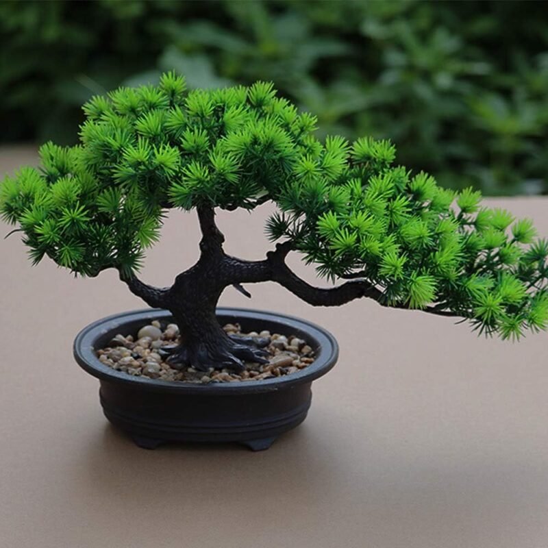 Aisamco Artificial Bonsai Tree Fake Plant Decoration Plantas Artificiales en macetas de la casa Japanese Pine Bonsai Plant 19 cm de Altura 34 cm de Ancho para la decoración del hogar Escritorio - Imagen 3